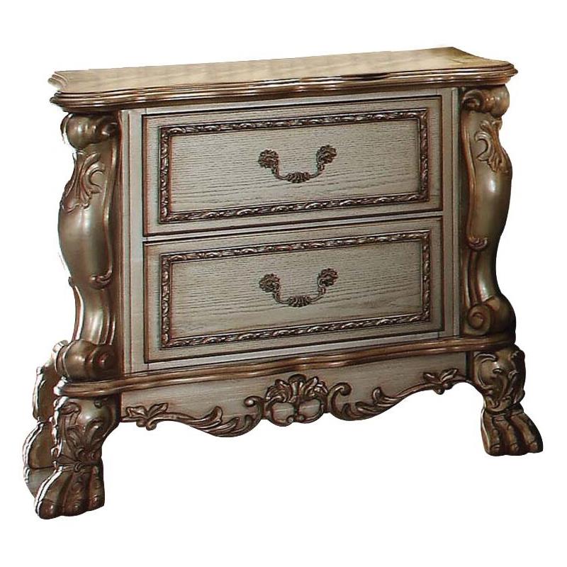 ACME Dresden Nightstand  in Gold Patina & Bone
