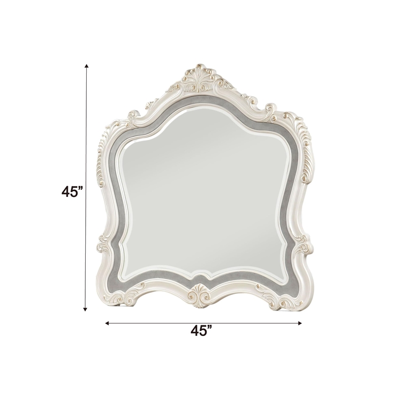 ACME Chantelle  Wooden Frame Mirror in Pearl White