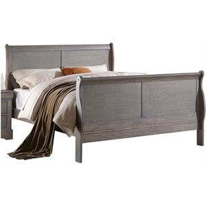 ACME Louis Philippe III Wooden Queen Sleigh Bed in Antique Gray