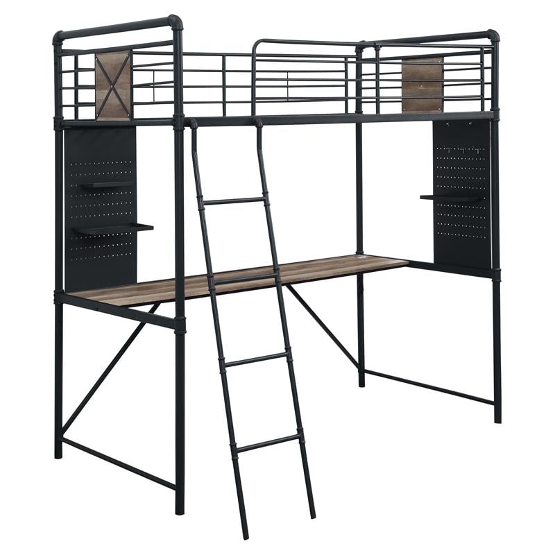 ACME Cordelia Metal Twin Loft Bed in Sandy Black and Dark Bronze