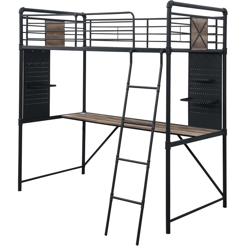 ACME Cordelia Metal Twin Loft Bed in Sandy Black and Dark Bronze