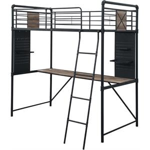 ACME Cordelia Metal Twin Loft Bed in Sandy Black and Dark Bronze