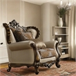 ACME Latisha Chair with Nailhead Trim in Tan Pattern Fabric and Antique Oak