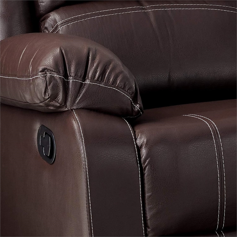 ACME Zuriel Faux Leather Motion Reclining Loveseat in Brown