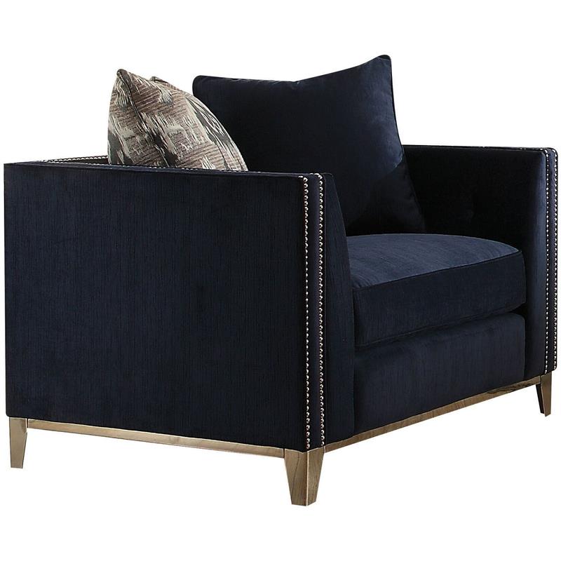 ACME Phaedra Chair with 2 Pillows in Blue Fabric