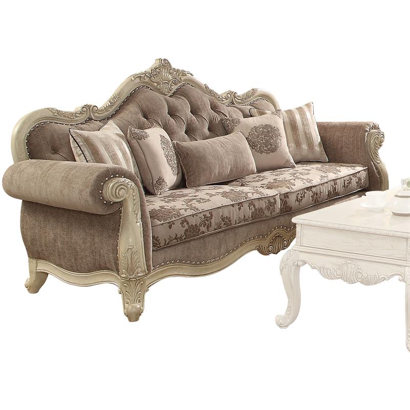 ACME Ragenardus Sofa in Gray Fabric & Antique White