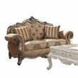 ACME Ragenardus Fabric Tufted Rolled Arm Loveseat in and Vintage Oak