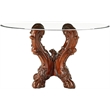 ACME Dresden Dining Table with Single Pedestal in Cherry Oak and Clear Glass