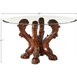 ACME Dresden Dining Table with Single Pedestal in Cherry Oak and Clear Glass