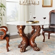 ACME Dresden Dining Table with Single Pedestal in Cherry Oak and Clear Glass