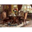 ACME Dresden Dining Table with Single Pedestal in Cherry Oak and Clear Glass