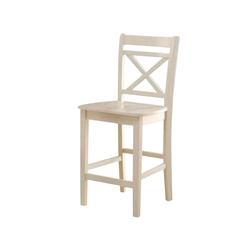 ACME Tartys Wooden Counter Height Chair in Cream Set of 2
