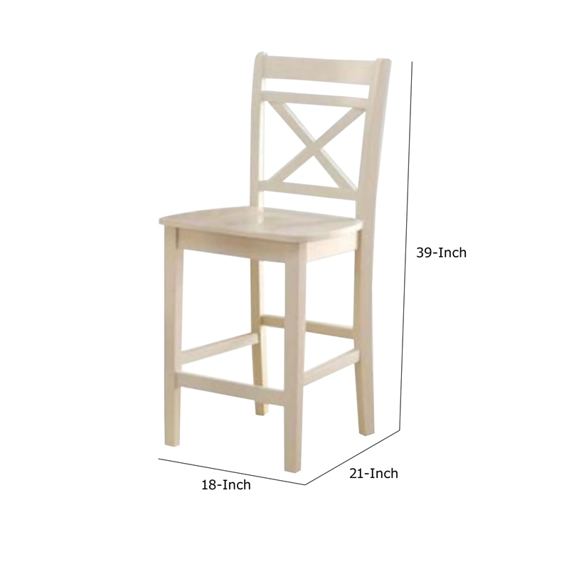 ACME Tartys Wooden Counter Height Chair in Cream Set of 2