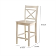 ACME Tartys Wooden Counter Height Chair in Cream Set of 2