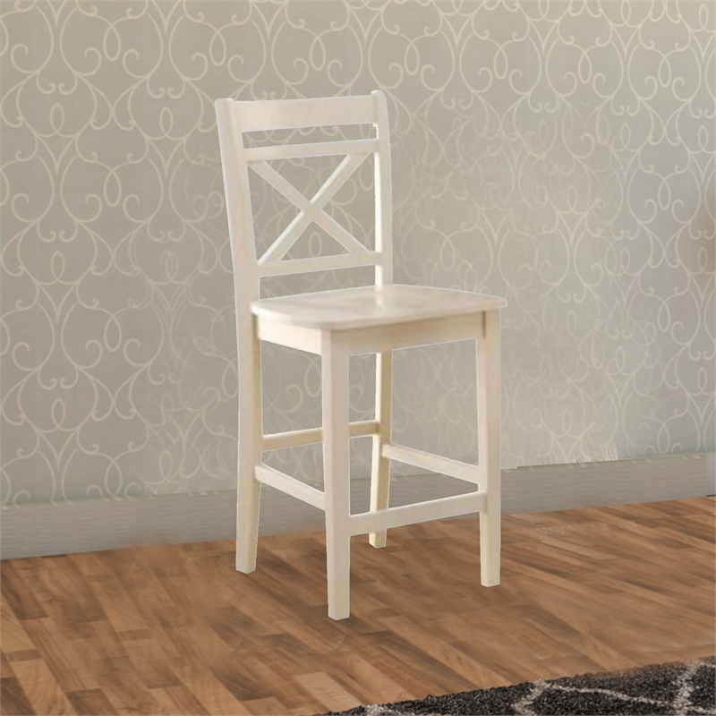 ACME Tartys Wooden Counter Height Chair in Cream Set of 2