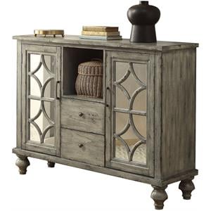ACME Velika 2-Drawers Wooden Console Table with 2 Doors in Weathered Gray