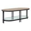 ACME Brantley Oval Wooden Coffee Table in Oak and Sandy Black