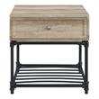 ACME Brantley 1-Drawer Wooden Square End Table in Oak and Sandy Black