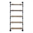 ACME Brantley Wall Rack with 5 Wooden Shelves in Oak and Sandy Black