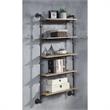 ACME Brantley Wall Rack with 5 Wooden Shelves in Oak and Sandy Black