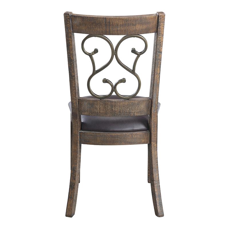 ACME Raphaela Side Chair in Black and Weathered Cherry (Set-2)