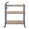 ACME Brantley Serving Cart with 3 Wooden Shelves in Oak and Sandy Black