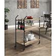ACME Brantley Serving Cart with 3 Wooden Shelves in Oak and Sandy Black