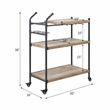 ACME Brantley Serving Cart with 3 Wooden Shelves in Oak and Sandy Black