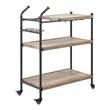 ACME Brantley Serving Cart with 3 Wooden Shelves in Oak and Sandy Black