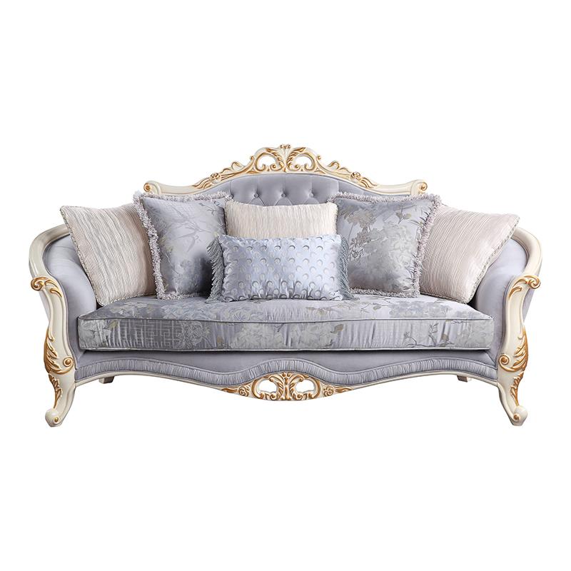 ACME Galelvith Fabric Upholstered Sofa with 5 Pillows in Gray