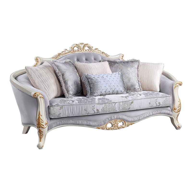 ACME Galelvith Fabric Upholstered Sofa with 5 Pillows in Gray