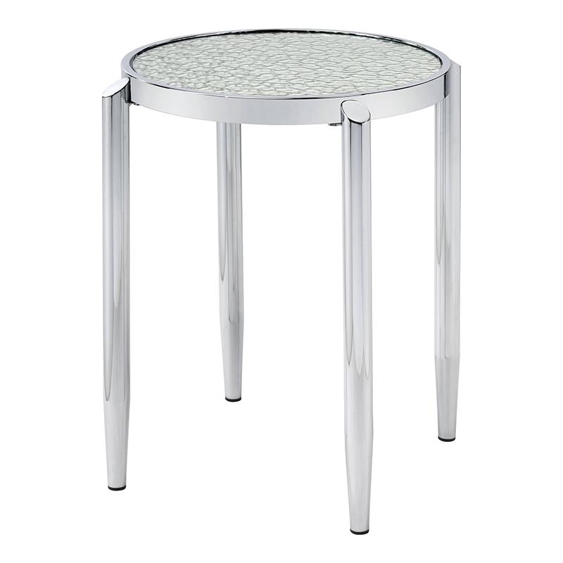 ACME Abbe End Table in Glass and Chrome
