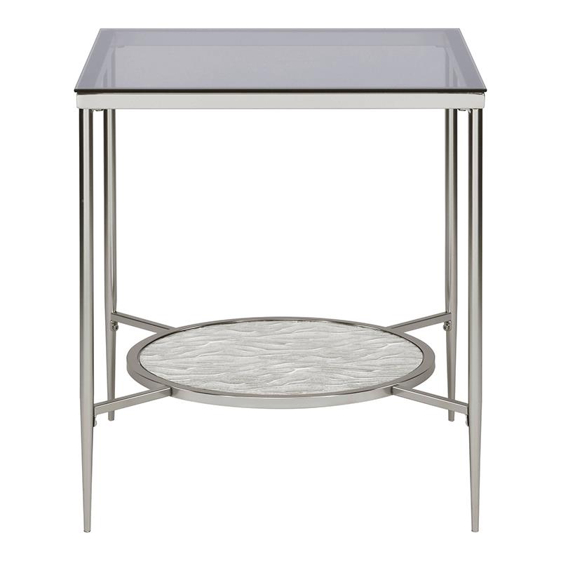 ACME Adelrik Square End Table in Glass and Chrome