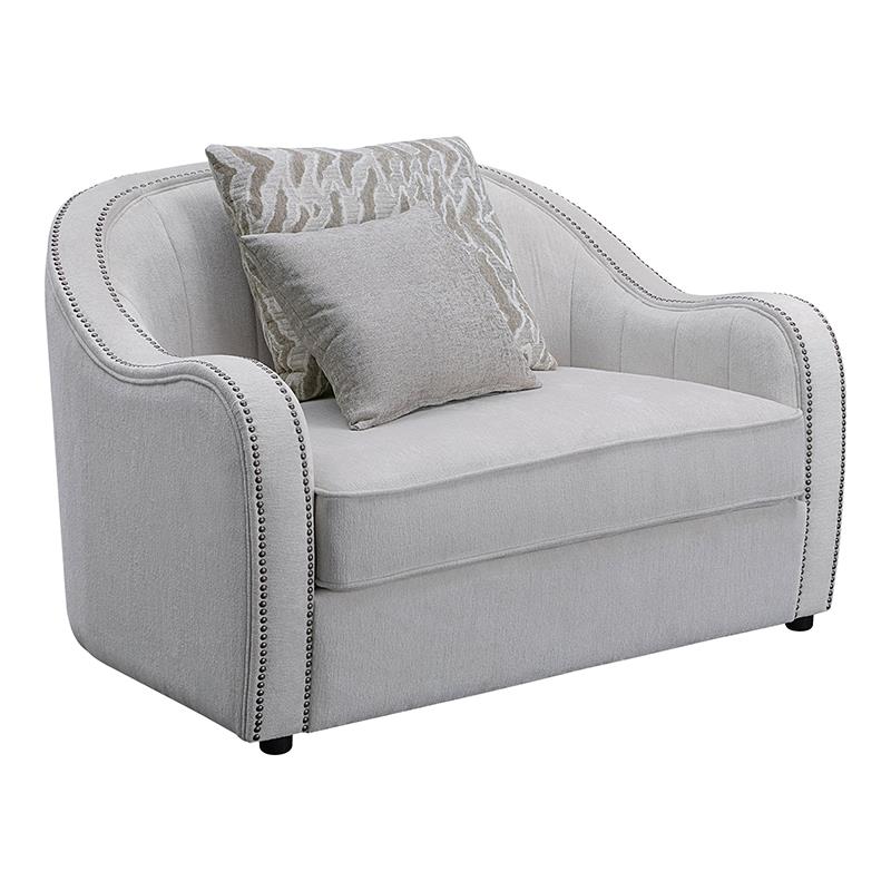 ACME Mahler Chair with 2 Pillows in Beige Linen Fabric