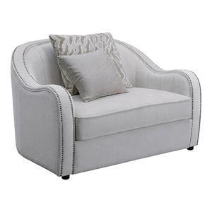 ACME Mahler Chair with 2 Pillows in Beige Linen Fabric