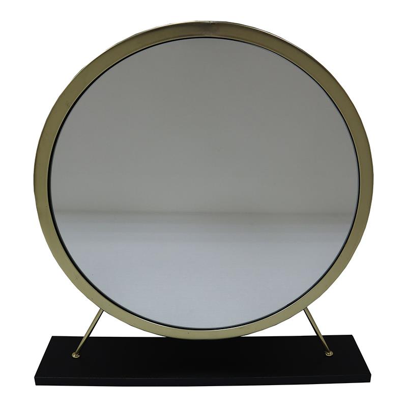 ACME Adao Metal Vanity Mirror and Stool in Black and Brass