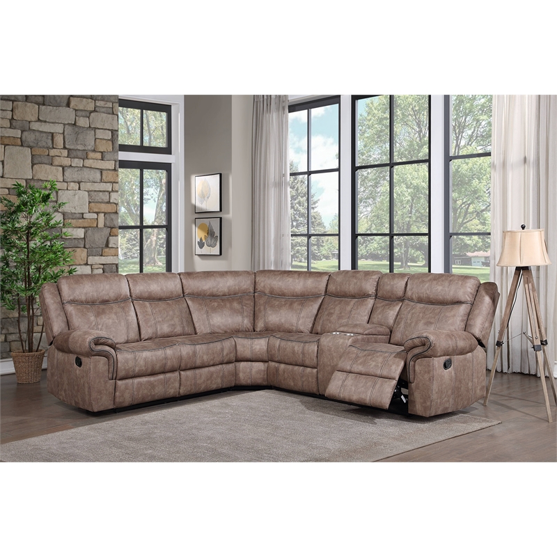 ACME Dollum Sectional Sofa  in 2-Tone Chocolate Velvet