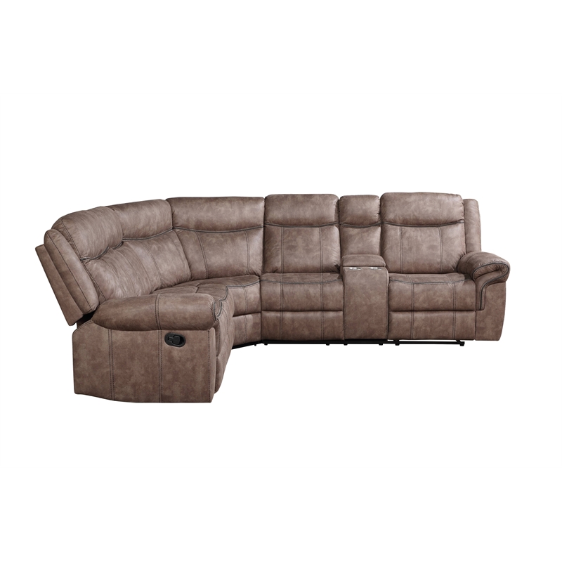 ACME Dollum Sectional Sofa  in 2-Tone Chocolate Velvet