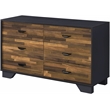 ACME Eos 6-Drawer Wooden Dresser in Walnut and Black