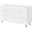 ACME Perse 6-Drawer Wooden Dresser in White