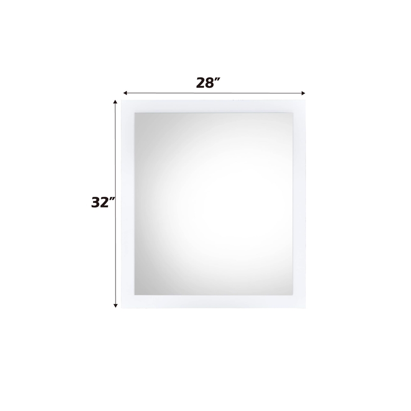 ACME Perse Rectangular Wooden Frame Mirror in White