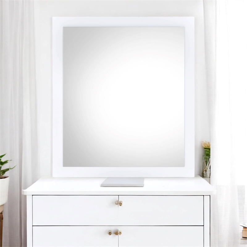 ACME Perse Rectangular Wooden Frame Mirror in White