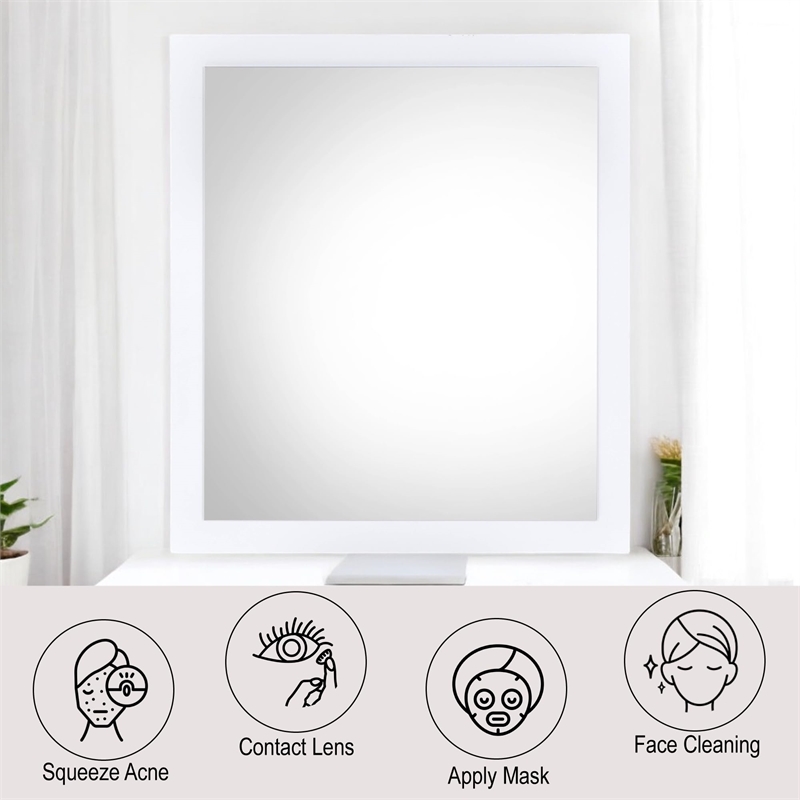 ACME Perse Rectangular Wooden Frame Mirror in White