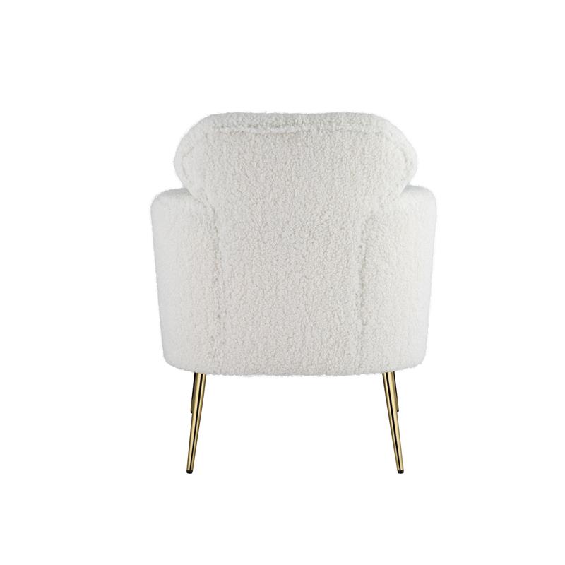 ACME Connock Fabric Upholstered Accent Chair in White Faux Sherpa