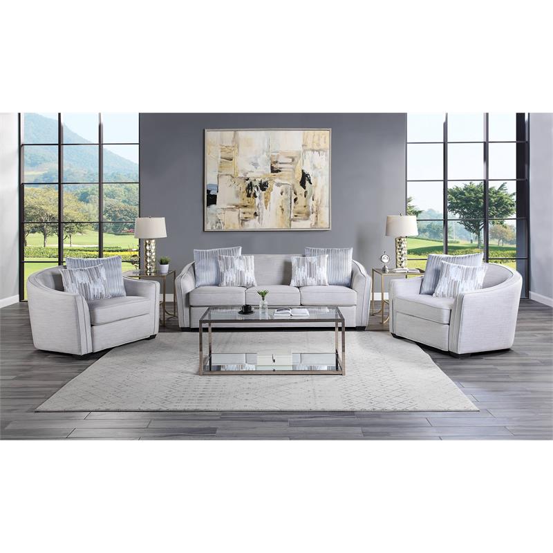 ACME Mahler II Chair with 2 Pillows in Beige Linen Fabric