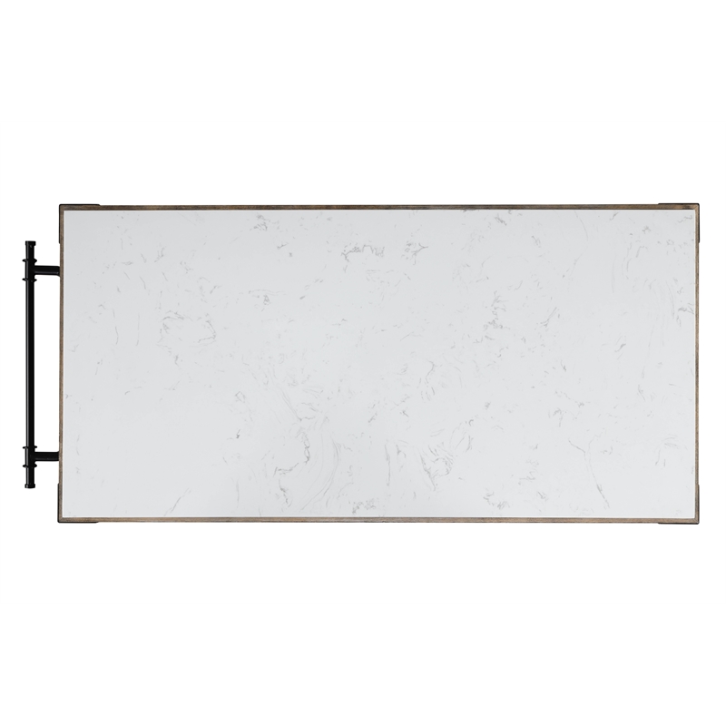 ACME Alforvott Kitchen Island in Marble & Weathered Gray Finish
