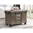 ACME Alforvott Kitchen Island in Marble & Weathered Gray Finish