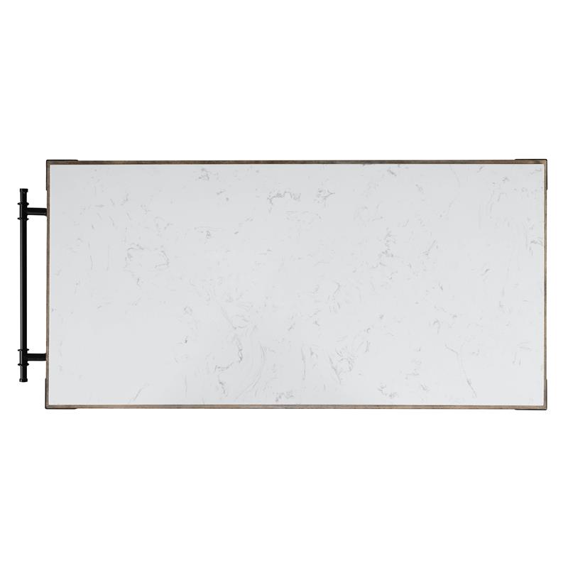 ACME Alforvott Kitchen Island in Marble & Weathered Gray Finish