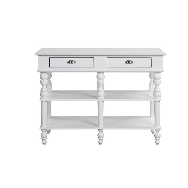 ACME Rorratt Kitchen Island in Marble & White Finish