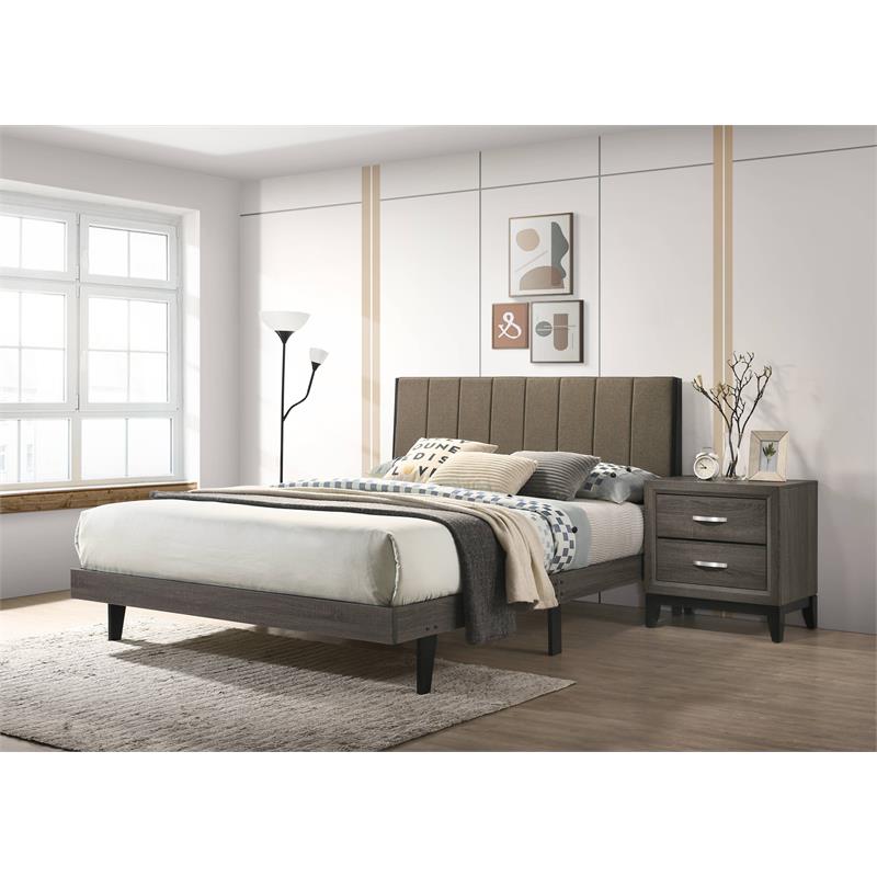 ACME Valdemar Wooden Queen Bed in Brown and Weathered Gray